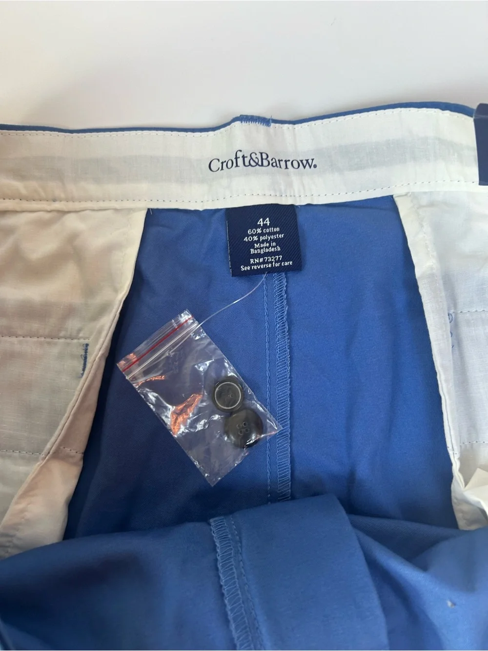 NWT Croft & Barrow Men’s Size 44 Blue Comfort Waist Flat Front Shorts